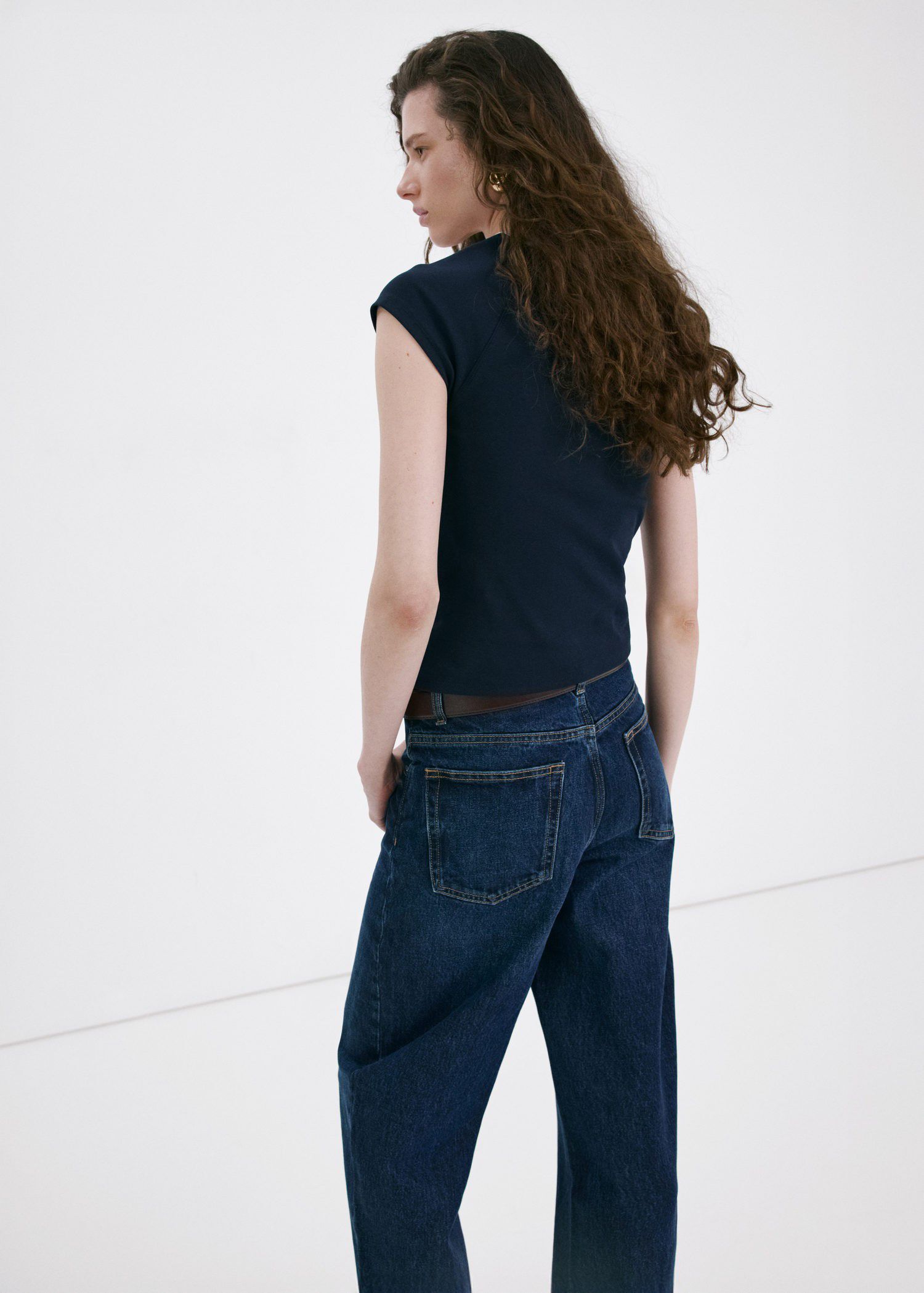 Cotton T-shirt with contrast piping
