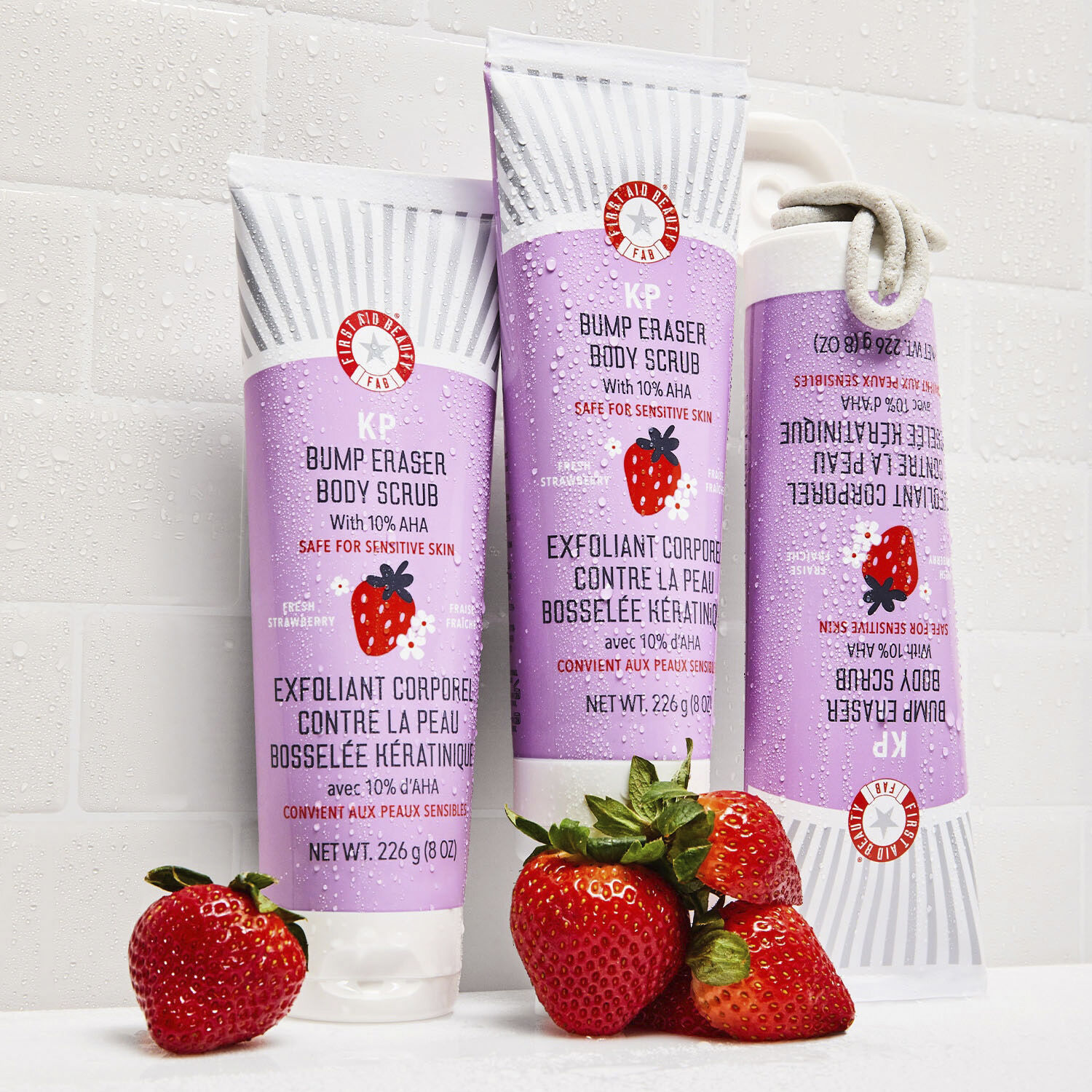 KP Body Scrub Strawberry - Bodyscrub med AHA Jordb&aelig;rduft Omg&aring;ende virk