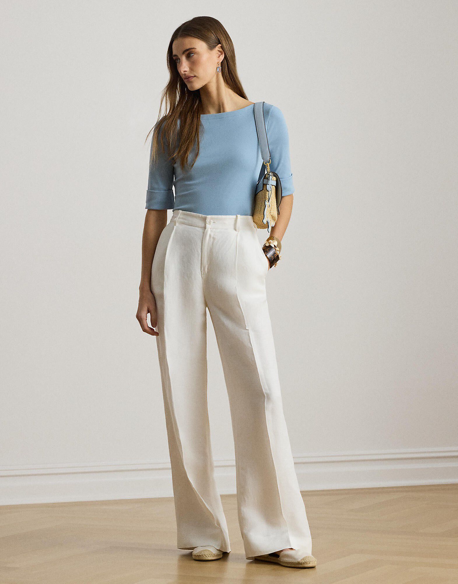 Stretch Cotton Boatneck Tee