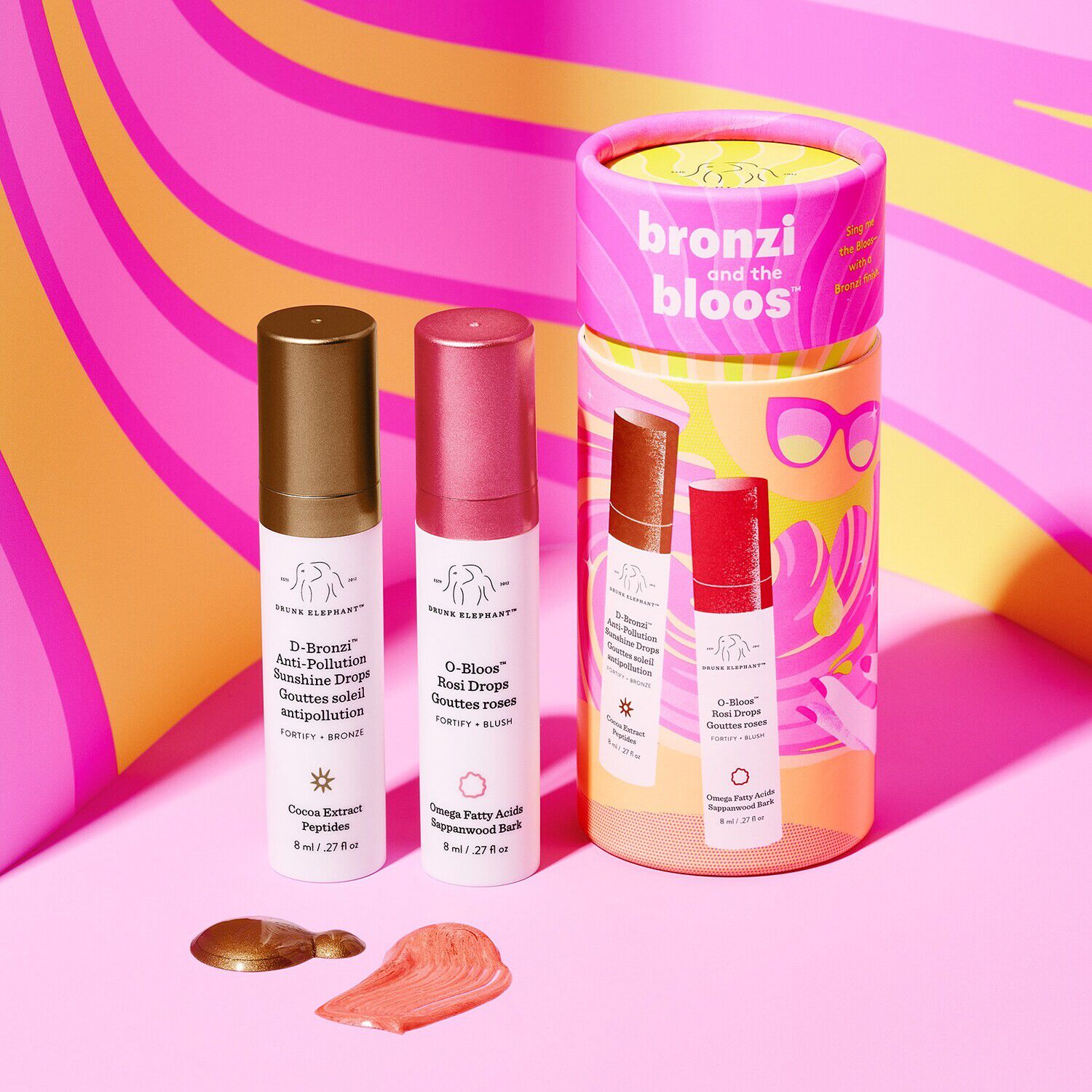 Bronzi and the bloos&trade; - &AElig;ske med ansigtpleje: bronzer-serum og rosa se