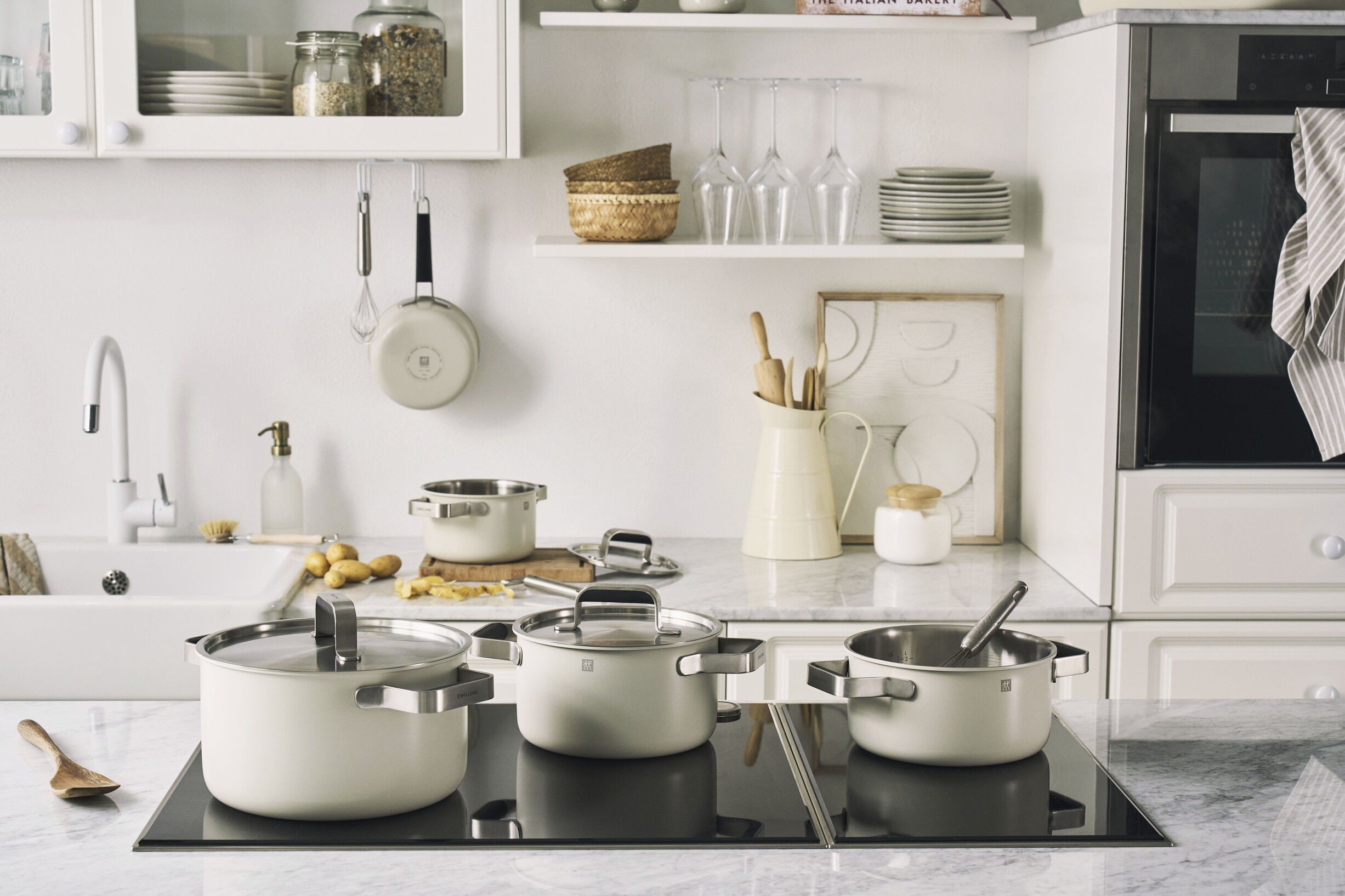 Stegepande, 24 cm, 18/10 rustfrit st&aring;l, Keramisk bel&aelig;gning