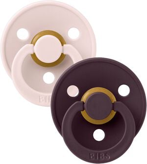 BIBS Pacifier Colour 2 PACK Latex Size 2 Petal/Plum