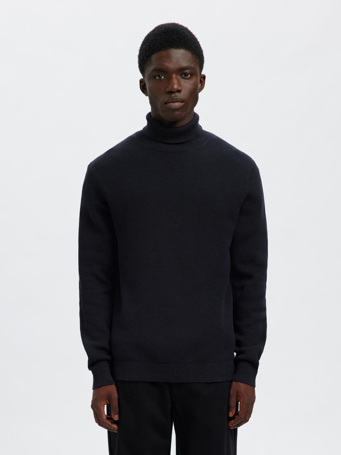 SLHDANE LS KNIT STRUCTURE ROLL NECK