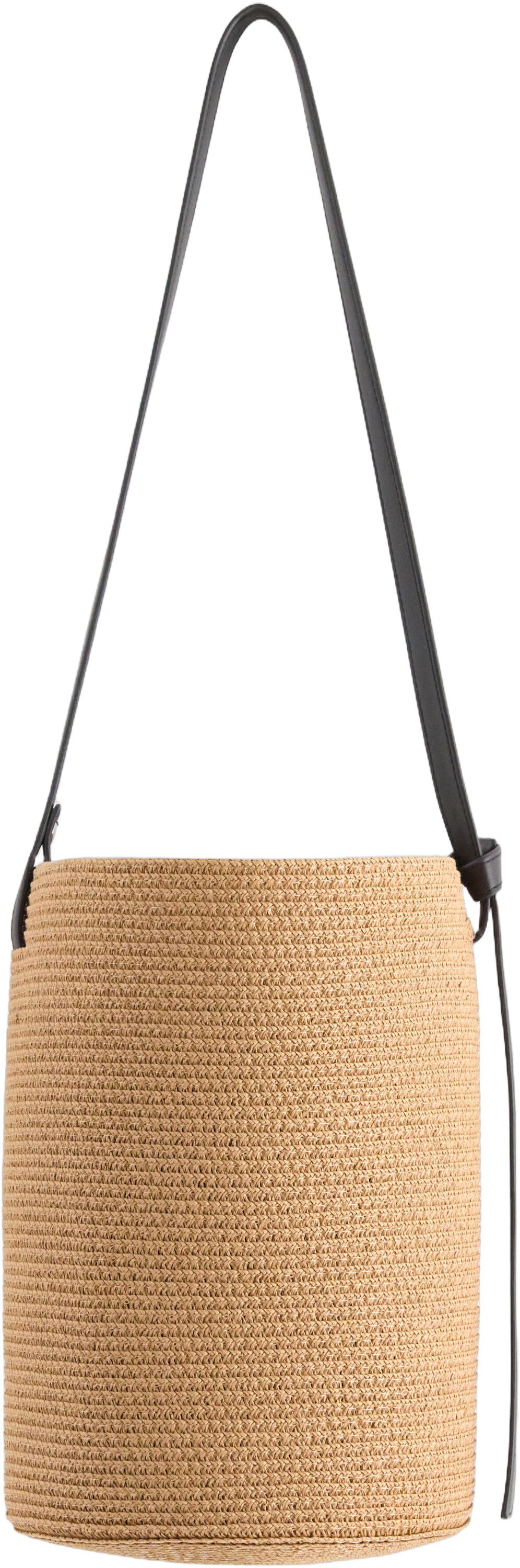 Straw bag with a removable cloth ba
