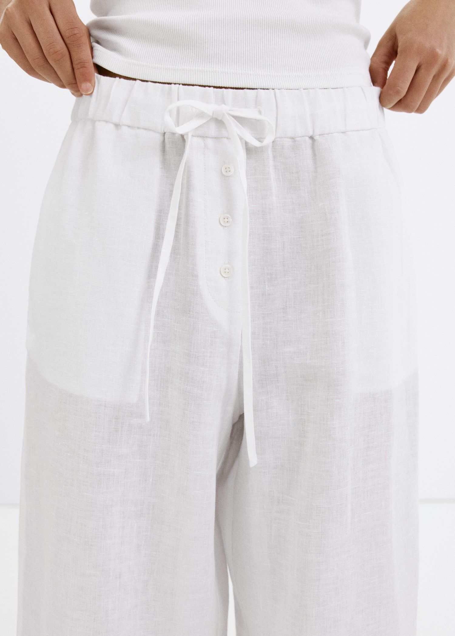Linen wide-leg trousers