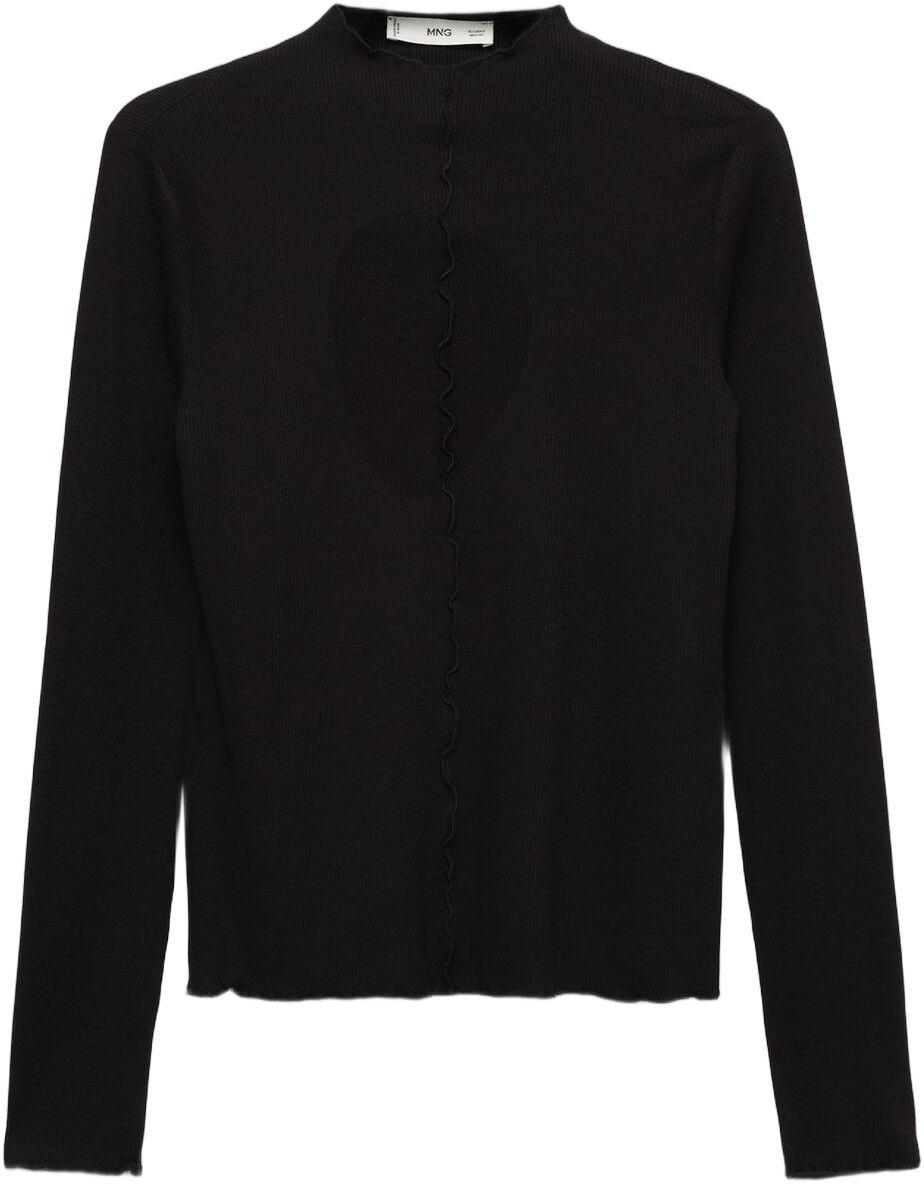 Ribbed t-shirt with scalloped trim