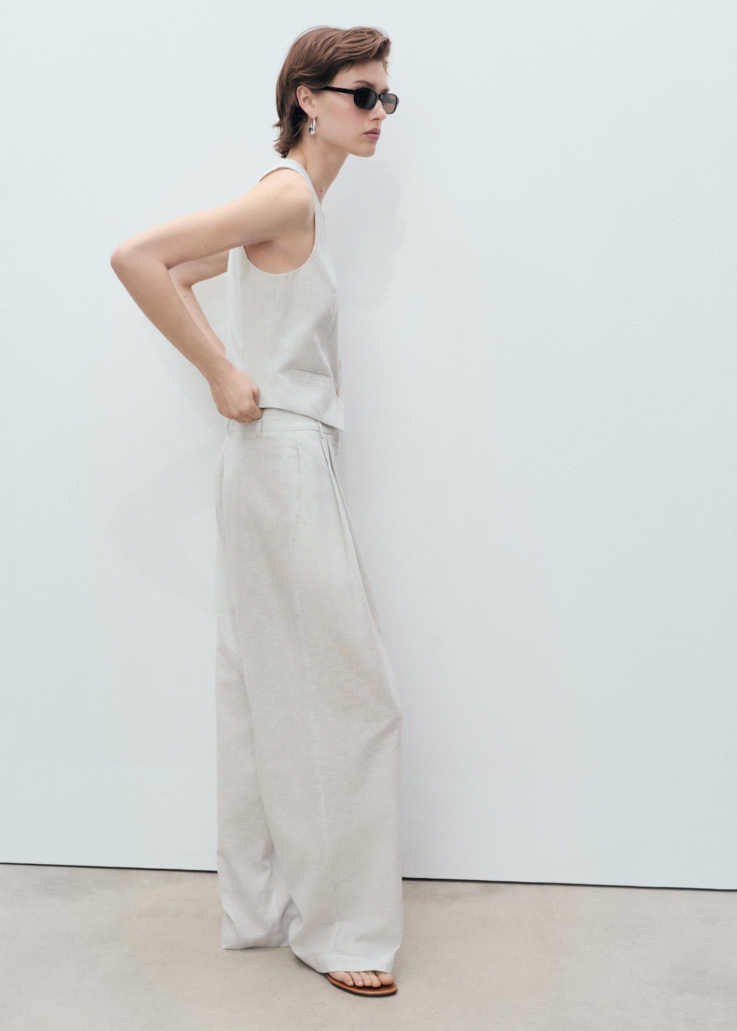 Linen-blend suit waistcoat