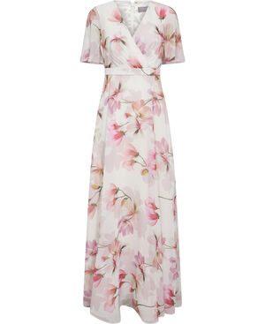 Lang kjole med blomsterprint