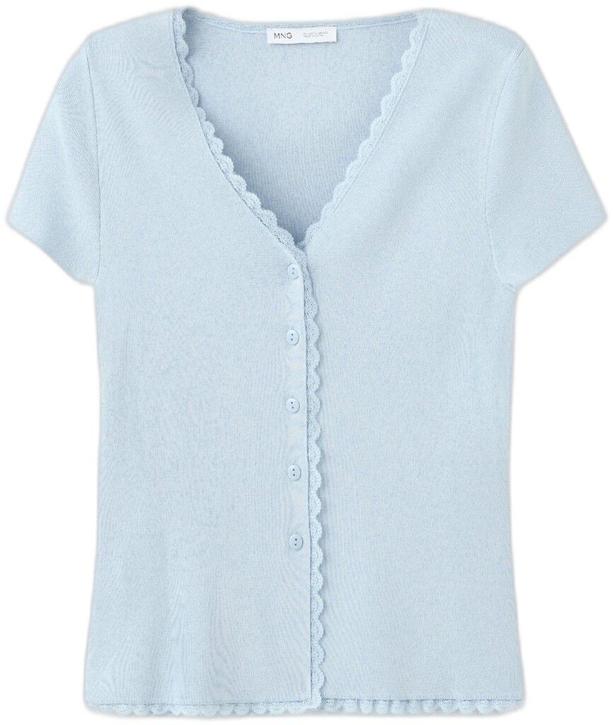 Fine knit cardigan with lace detail