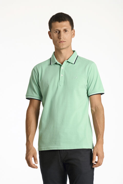 Polo shirt w. contrast piping