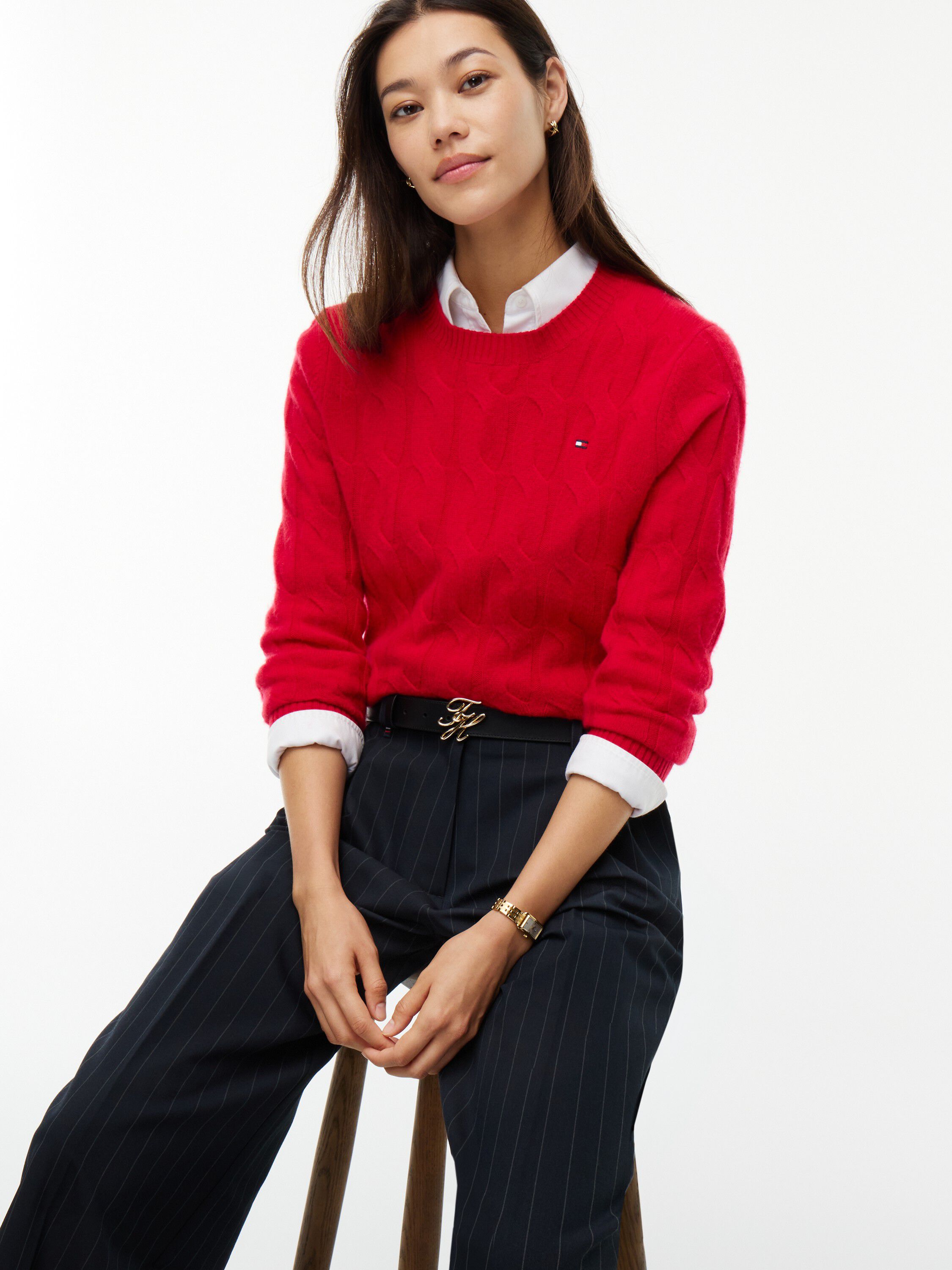 Pure Wool Chain Cable Knit Jumper