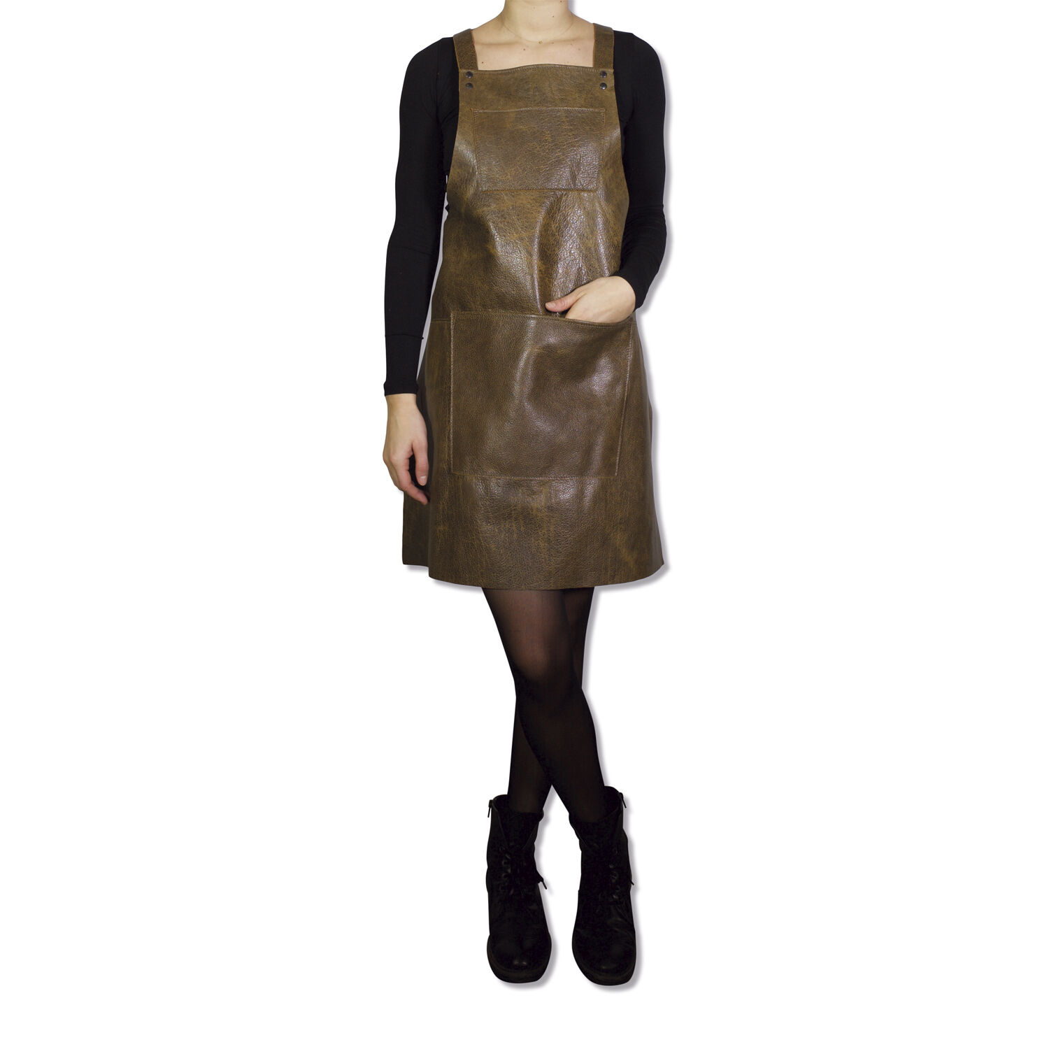 L&aelig;derforkl&aelig;de Suspender Serie Apron Vintage Brown