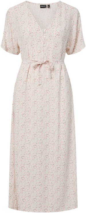 PCBARRI SS MIDI V-NECK DRESS WVN MS