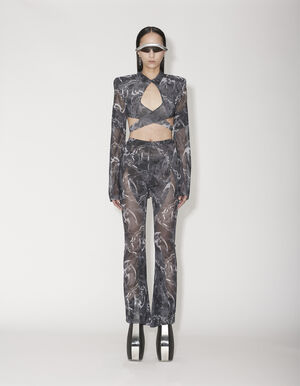 Camo Mesh Wrap Top