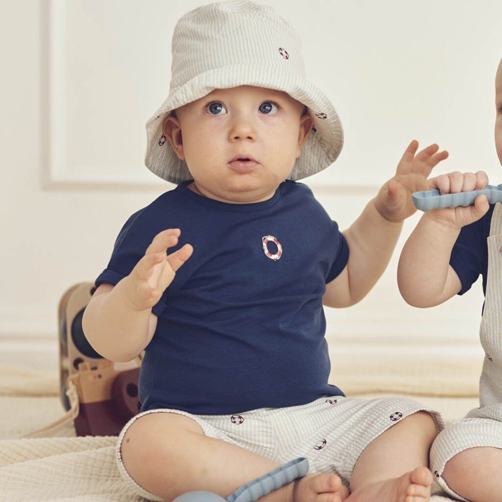 Seersucker stripe bucket hat baby