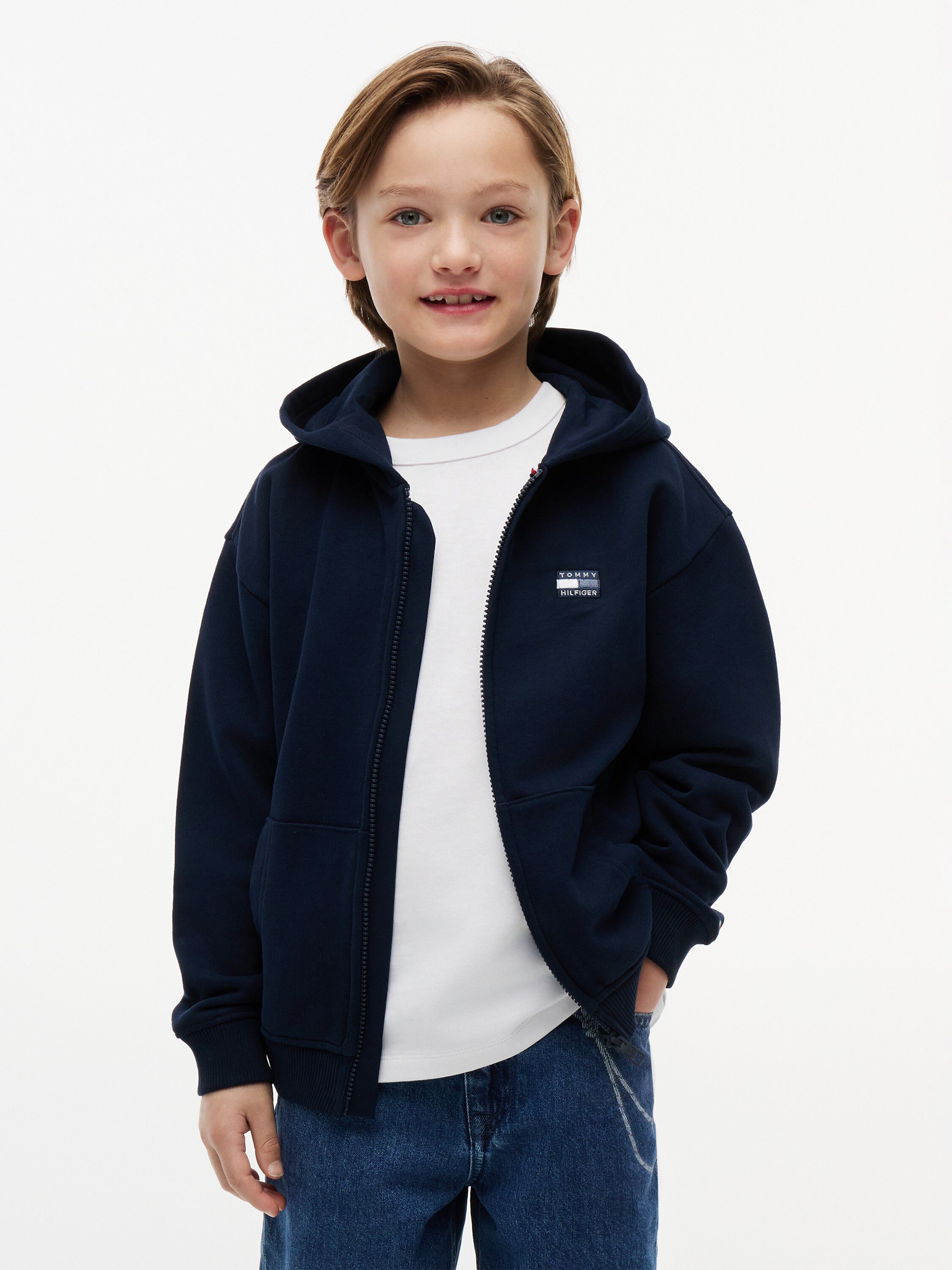 TONAL FLAG ZIP THROUGH HOODIE