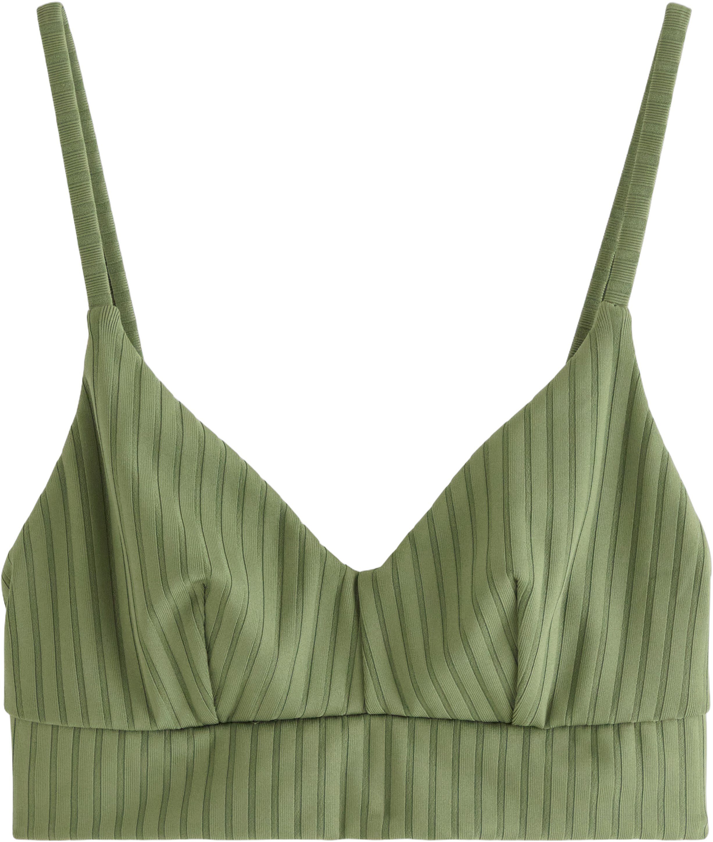 Ribbed, unpadded bikini top.