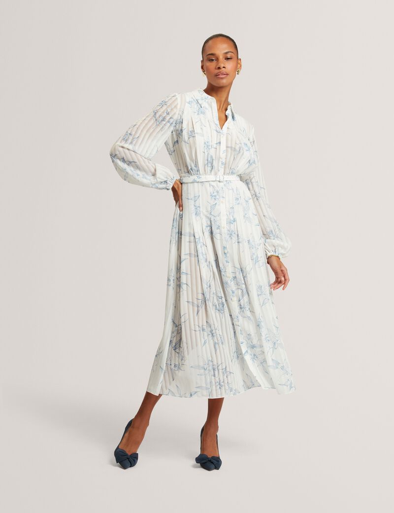 Bernia Pleated Midi Printed Shirt D