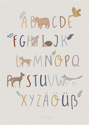 Plakat, alfabet A-Z + ÄÖÜ DE, Nightfall