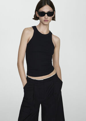 Ribbed cotton-blend top