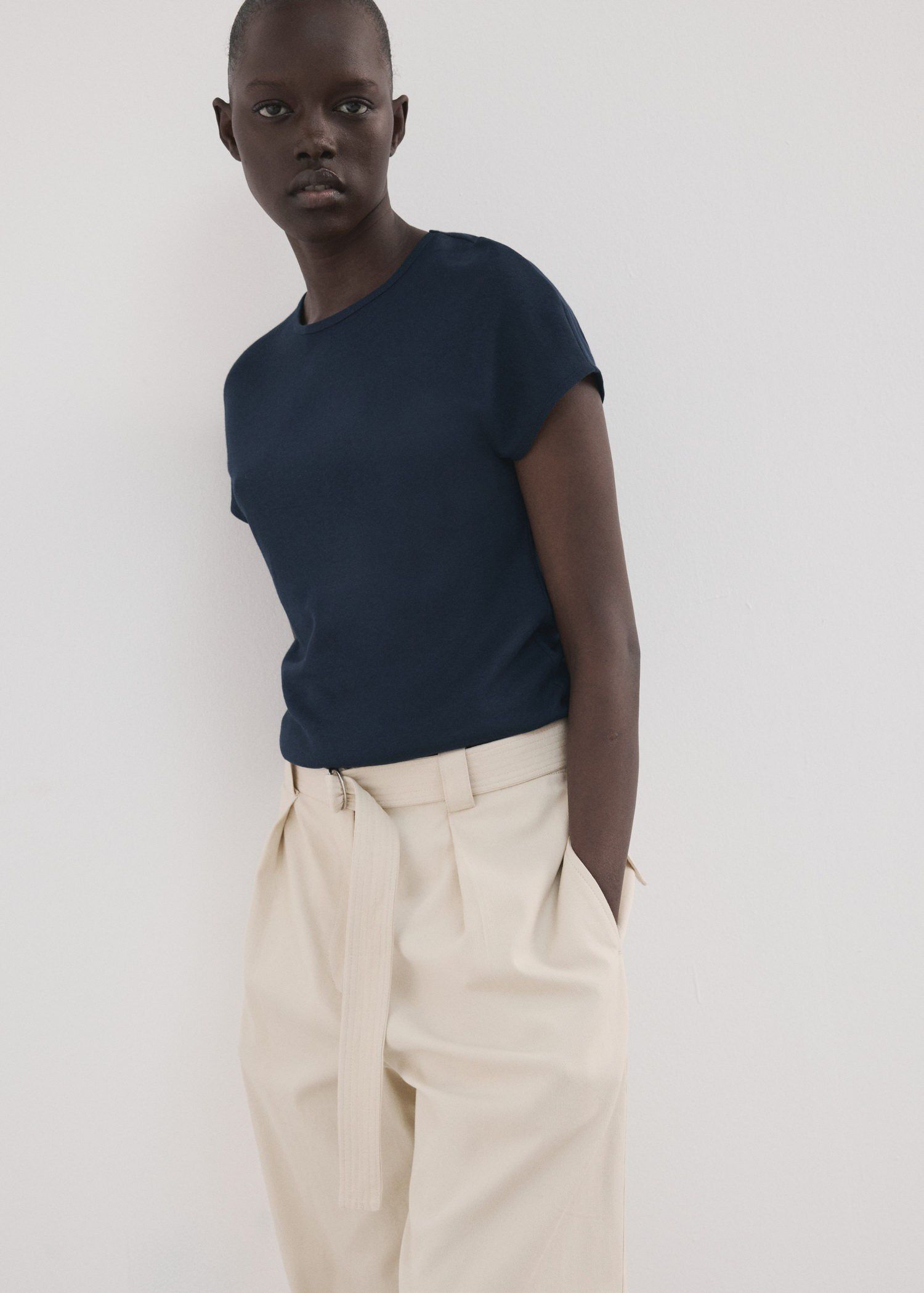 Short-sleeved cotton-blend t-shirt