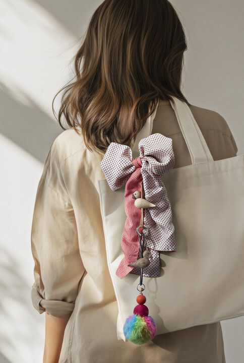 Fugl sølv nøglering med sort læder røget eg