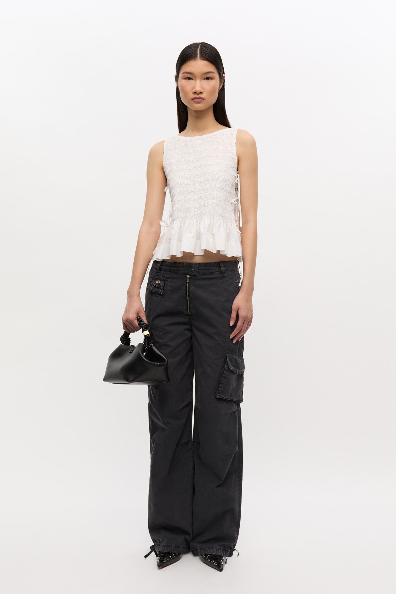 Cotton Poplin Smock Tie String Top