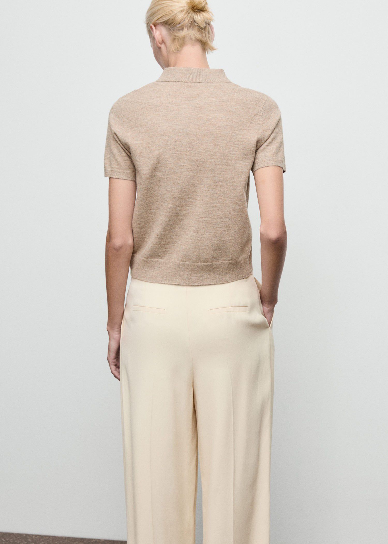 Diamond pattern polo neck sweater