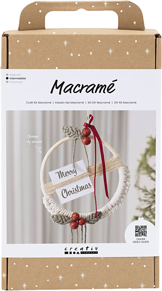 DIY Kit Macram&eacute;, Julekrans, mos gr&oslash;n