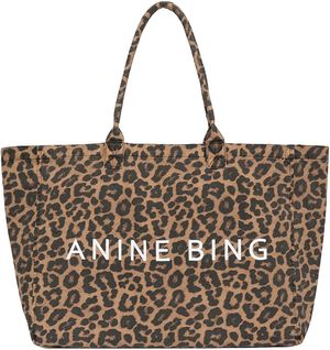 LEO CANVAS TOTE - BLACK AND BROWN LEOPARD