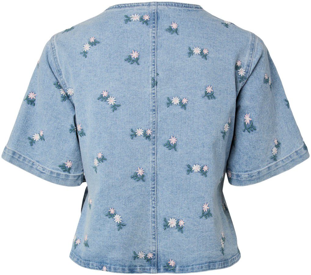 PCFLORA SS WRAP EMB SHIRT DNM D2D