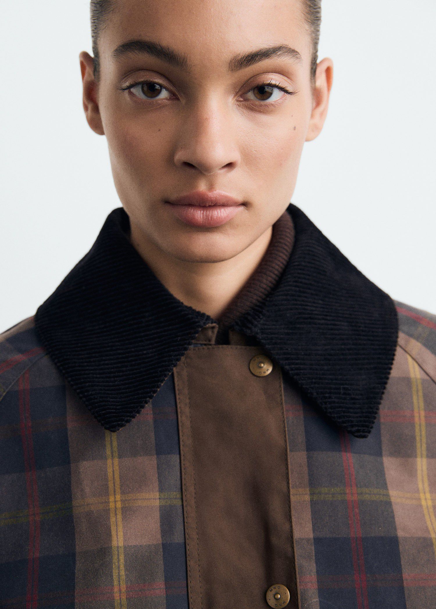 Checked parka with contrasting coll