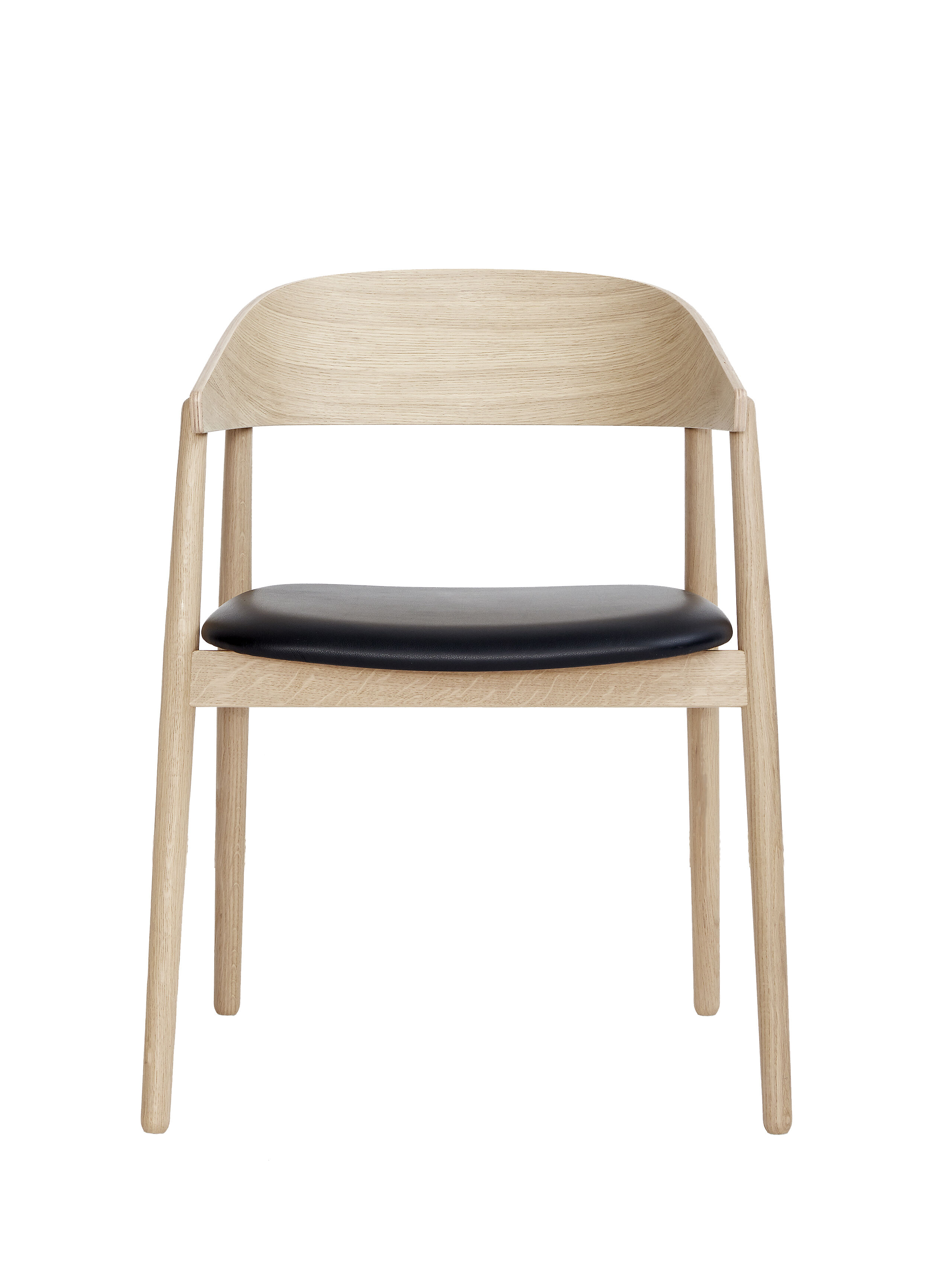 AC2 armchair Oak white pigm. lacquer leather seat