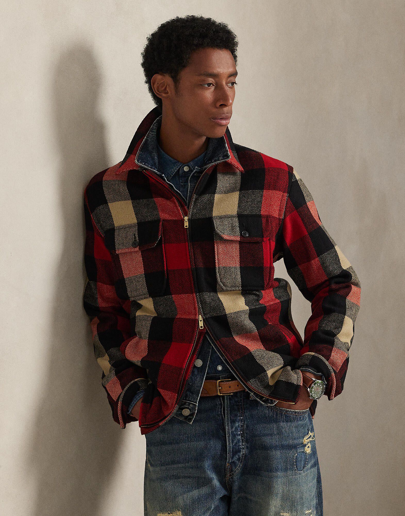 Classic Fit Plaid Wool-Blend Overshirt