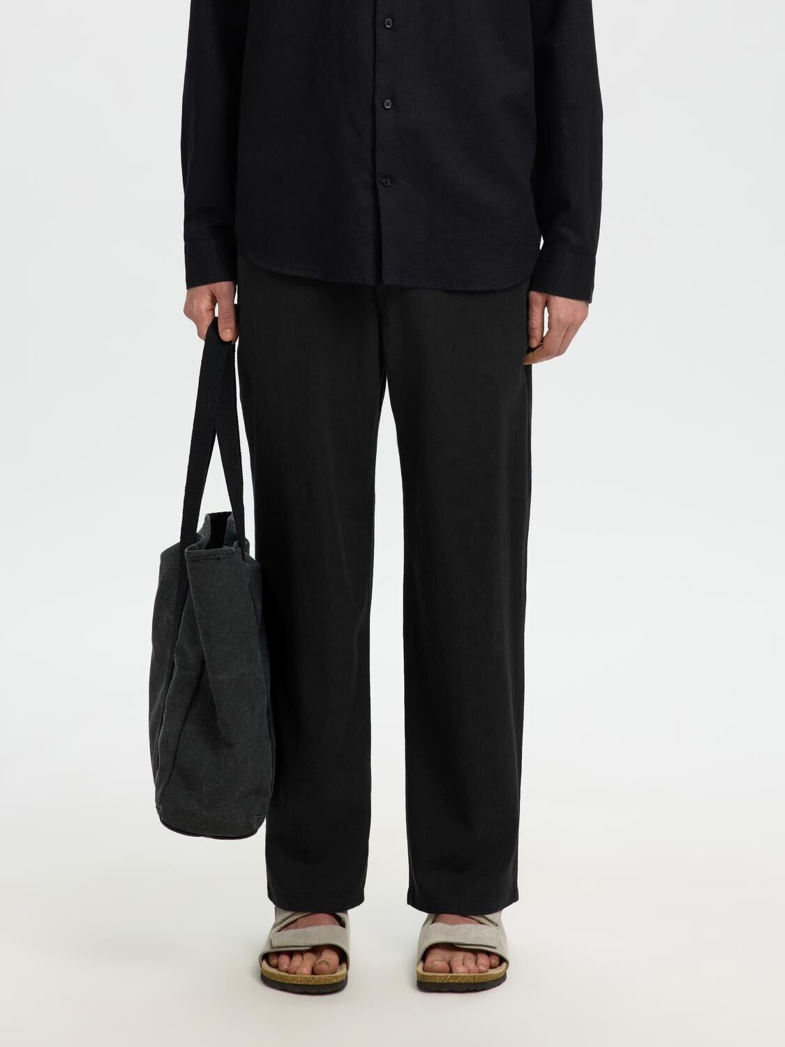 SLH220-LOOSE BRODY LINEN BLD PANT N