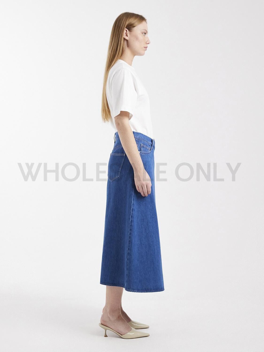TSABBY WRAP DENIM MIDI SKIRT DB DNM