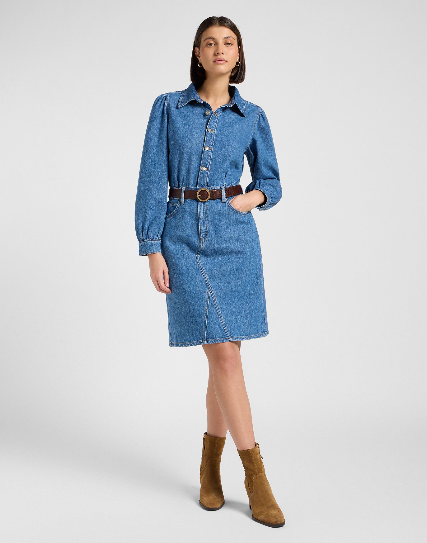 LONG_SLEEVE_DRESS FINE_BLUE