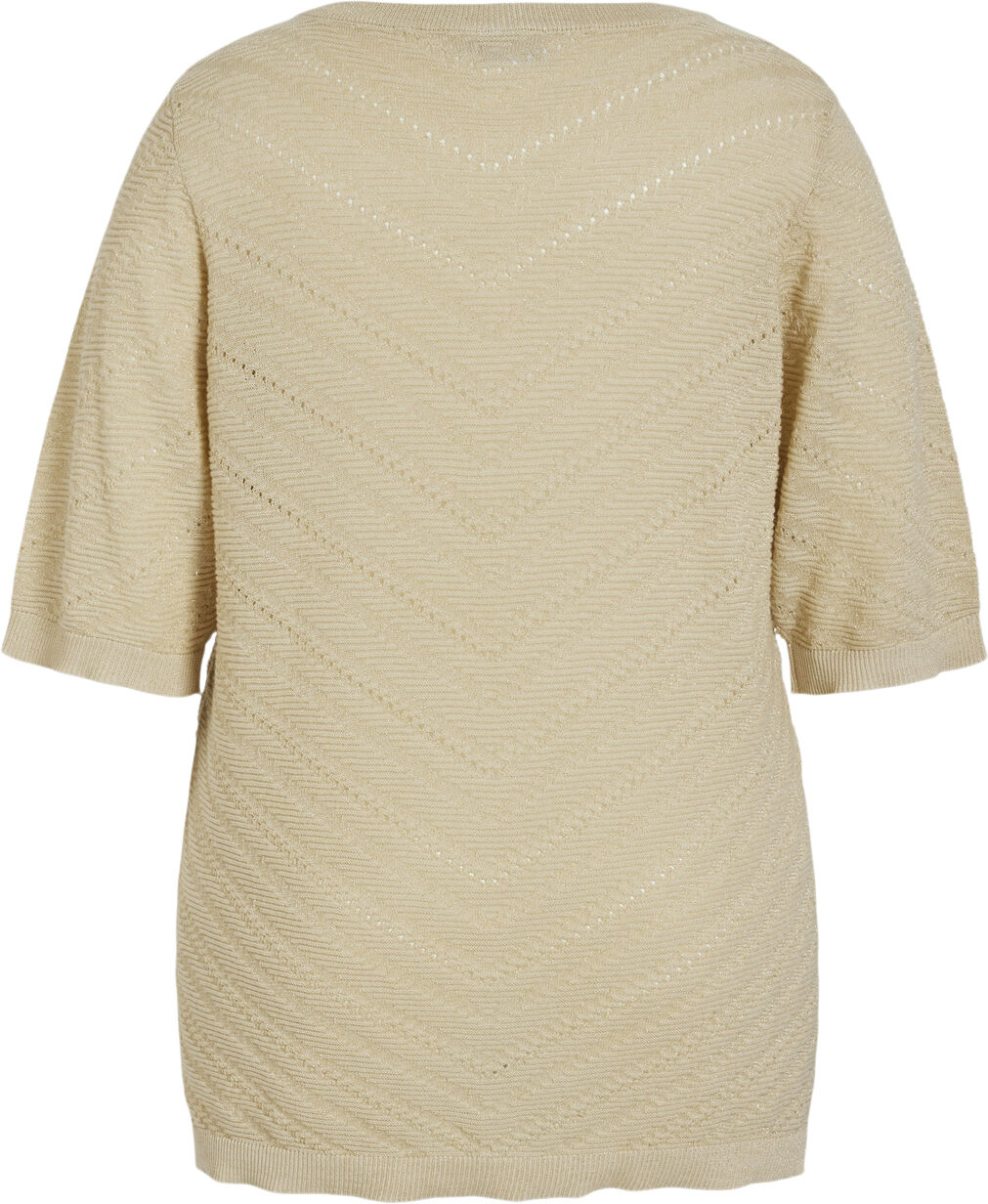 VIESTY V-NECK 2/4 GLITTER KNIT TOP/