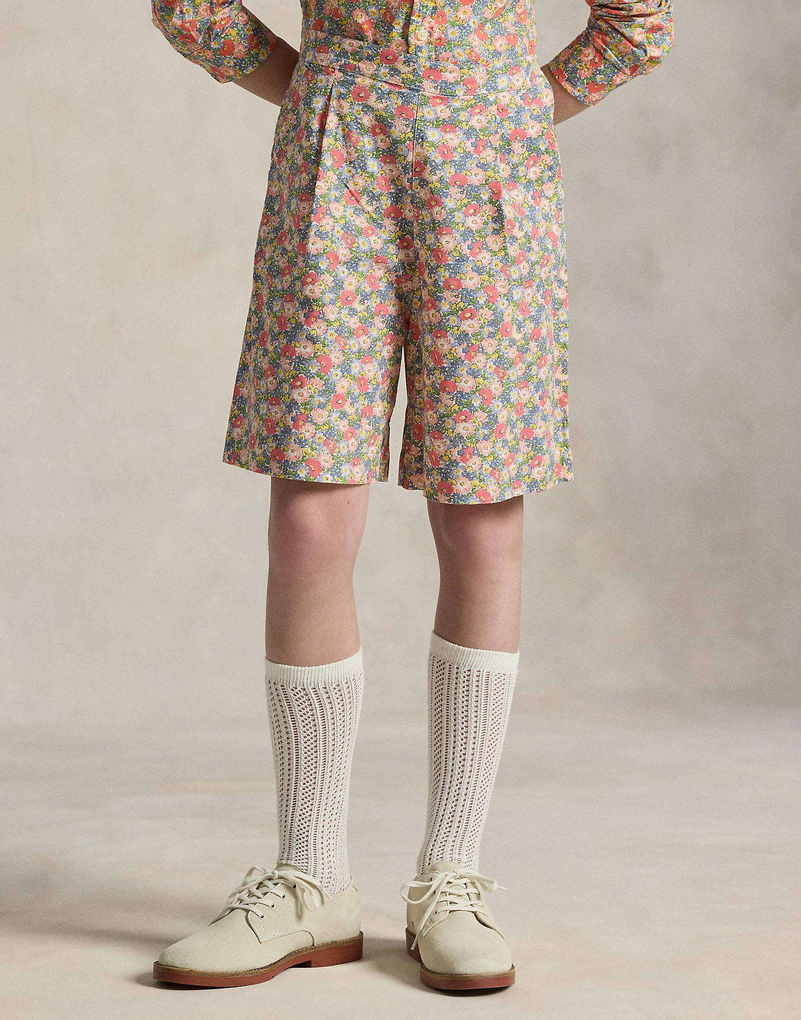 Cotton Linen Floral Bermuda Short