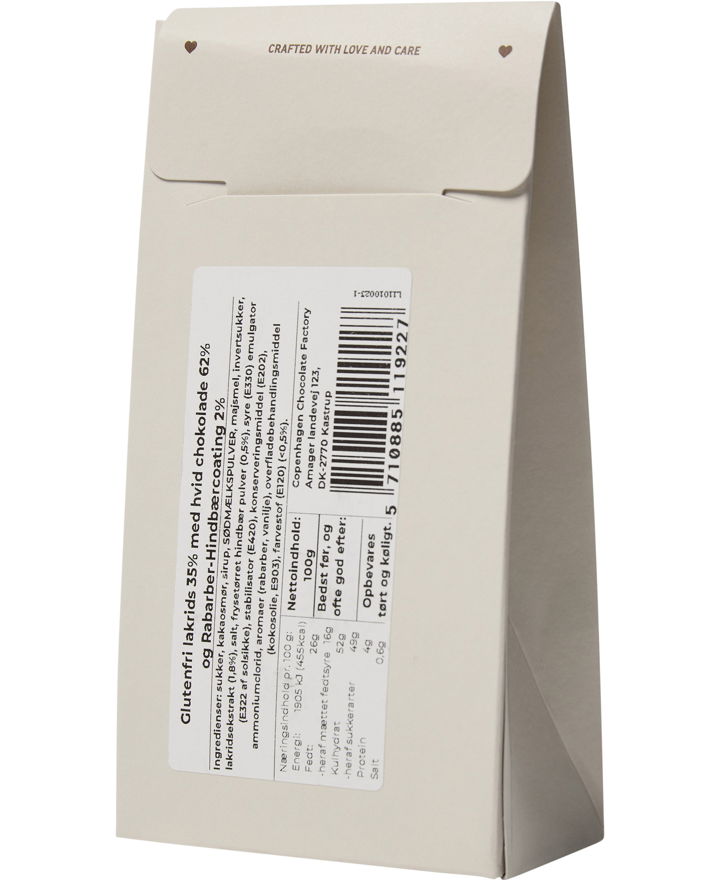 &AElig;ske, Lakridsdrag&eacute; m/ hvid chokolade, rabarber & hindb&aelig;r 100