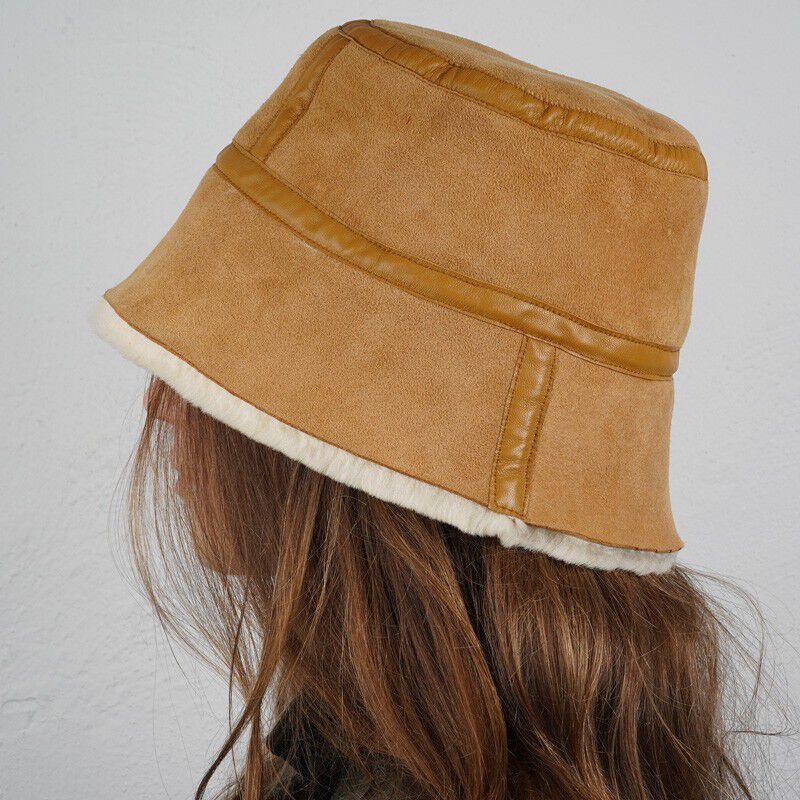 NANGA - DOUBLE FACE SHEARLING HAT WITH LEATHER DETAILS