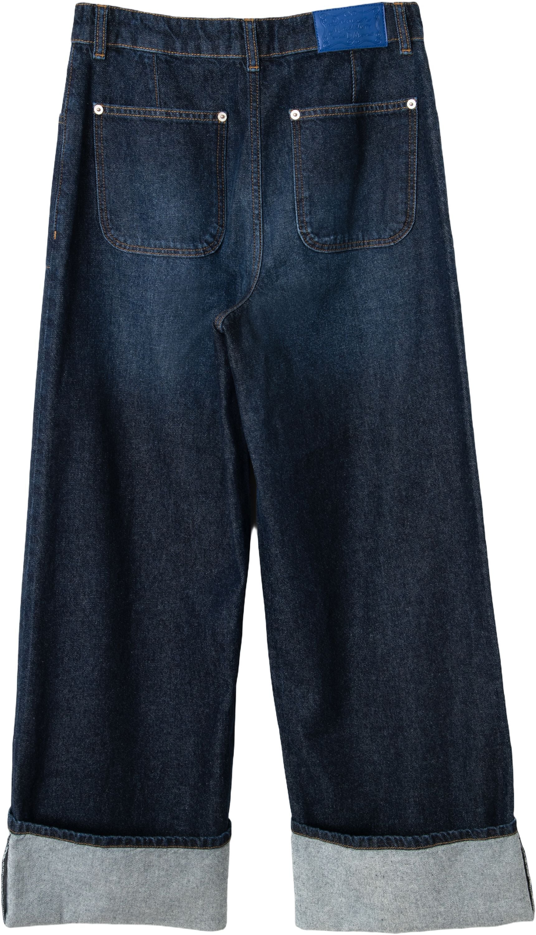 GIGI BAGGY WIDE TURN-UP JEANS - RINSE SLATE WASH