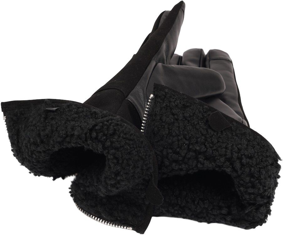 CREMONA - FEMININE ZIP LEATHER GLOVES W/ SHEARLING LINING