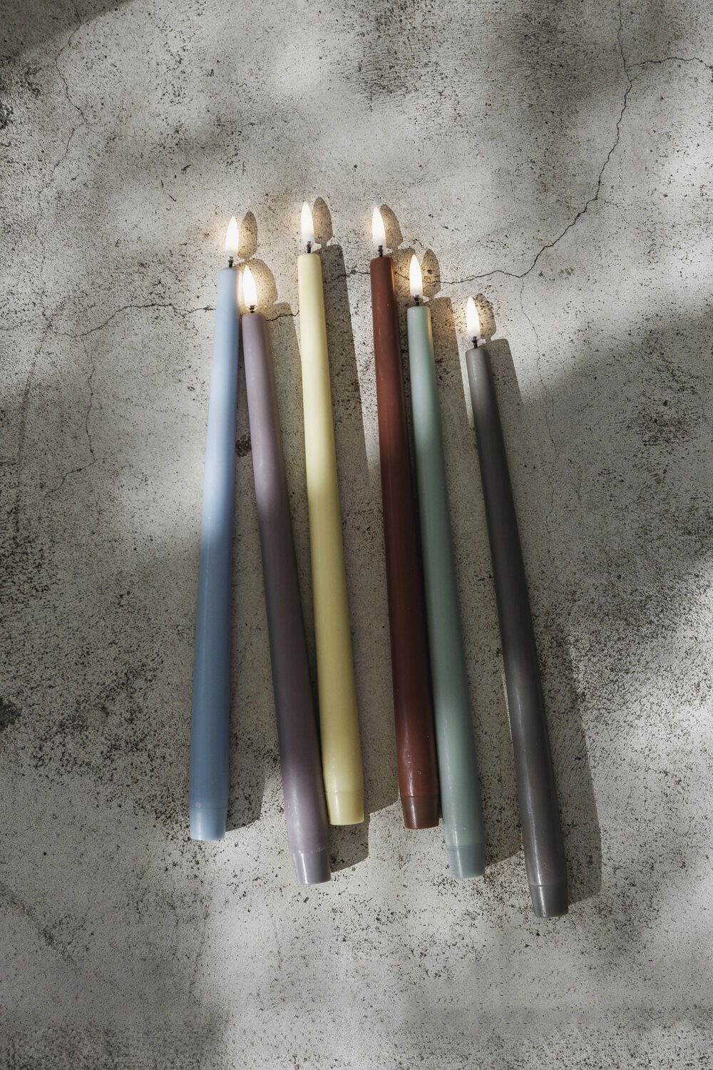 LED taper candle, Skype blue, smooth, 2-pack, 2,3x25 cm