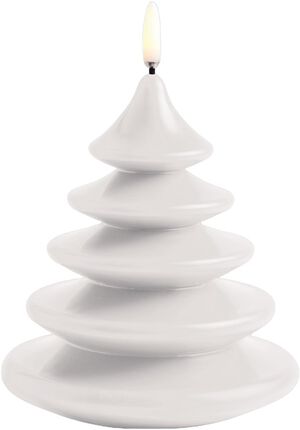 LED candle Christmas tree, Nordic white, Smooth, 13x15 cm