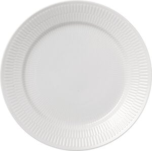 Hvid Riflet Tallerken, 25 cm