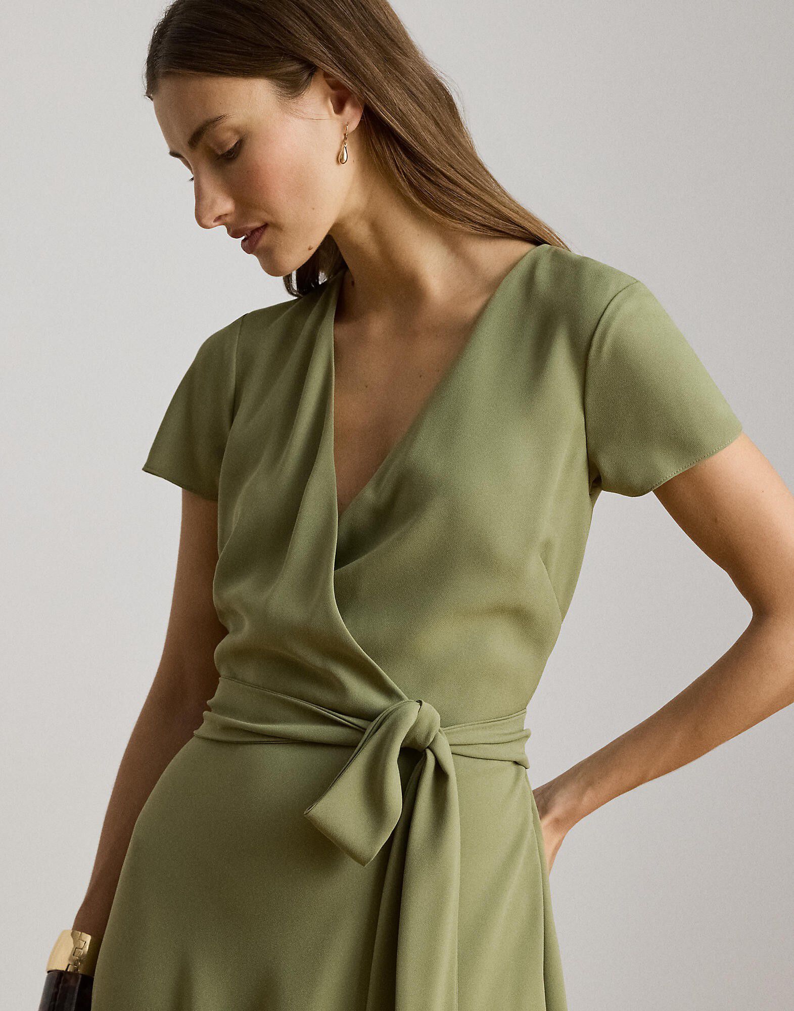 Belted Georgette Surplice Dress