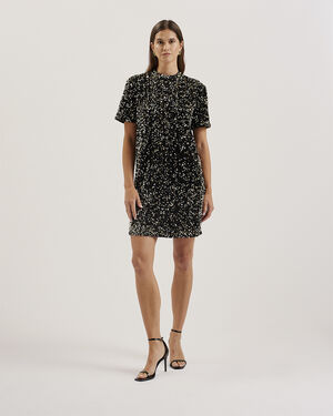 AUDRIYY Velvet Sequin Tee Dress