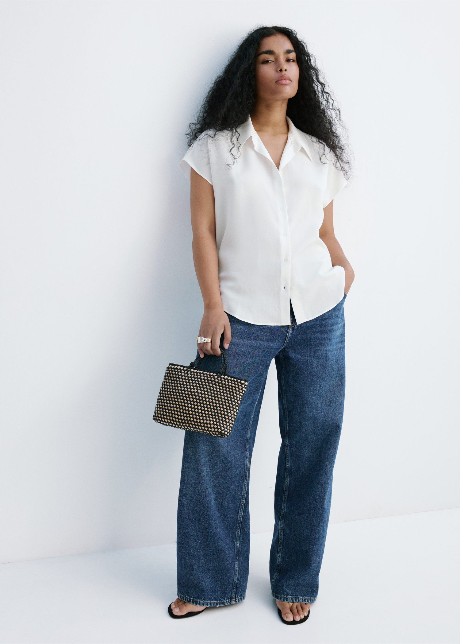 Short-sleeved lyocell shirt