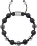 Men's Beaded Bracelet with Matte Onyx and Silver